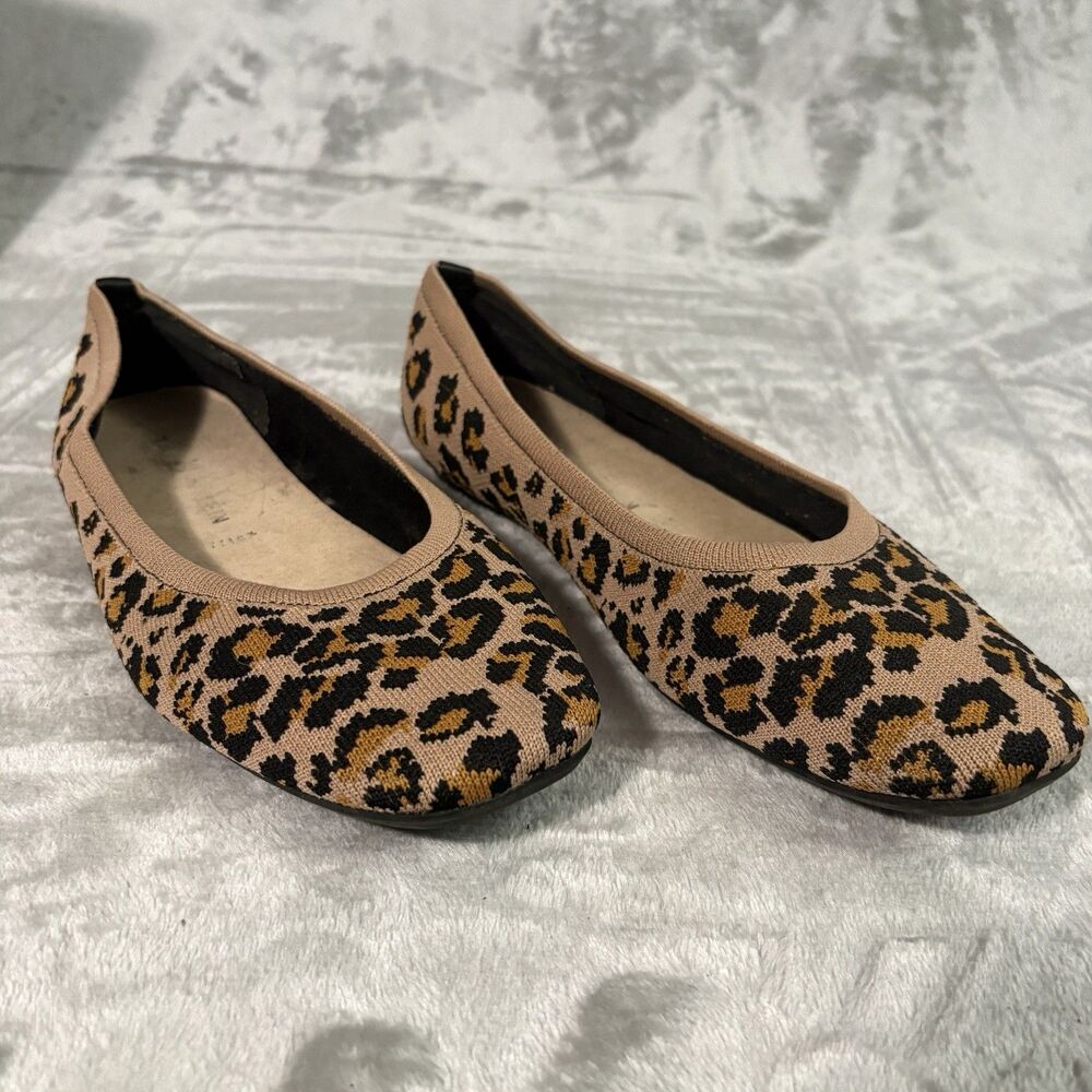 Anne Klein iFlex Leopard Print Ballet Flats Size 8.5M Slip On Round Toe Comfort